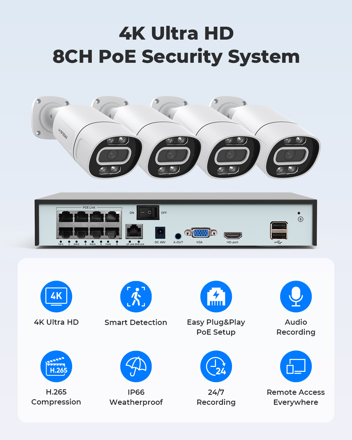 H.View 4K 5Mp 8Mp Poe CCTV Sec - đánh giá và giá Home Security Brand