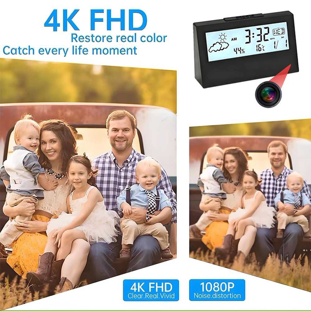 4K WiFi Clock Camera with Moti - đánh giá và giá Home Security Lidar